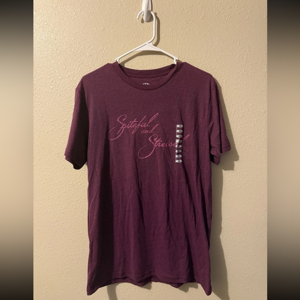 Live Outside The Limits NEW Womens Spiteful And Stressed Maroon/Pink Tee M